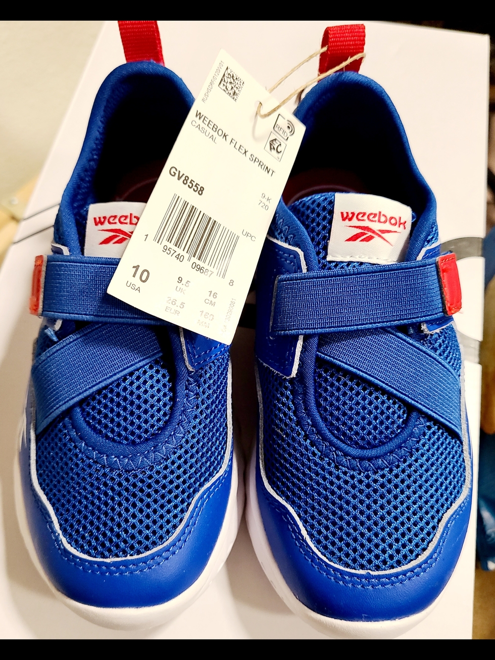 Reebok Kids Blue Mesh Sneakers with Hook-and-Loop Strap